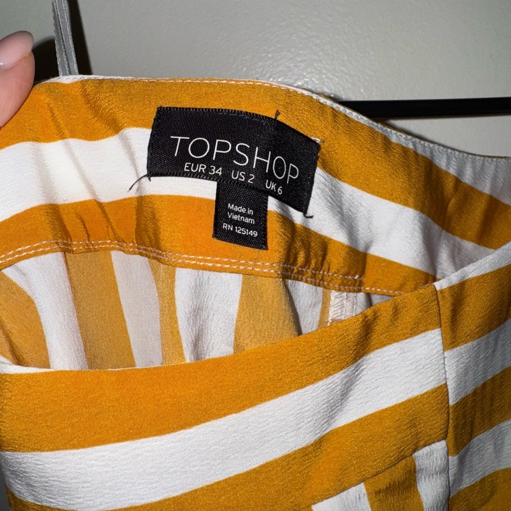 Topshop Mustard and White Striped Skirt
